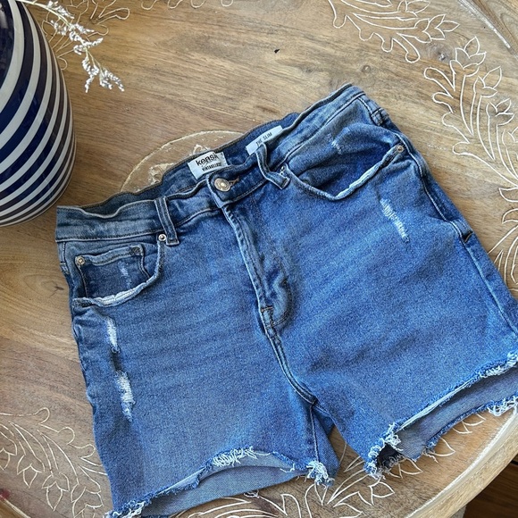 Kensie Blue Distressed Jean Shorts - Picture 1 of 5